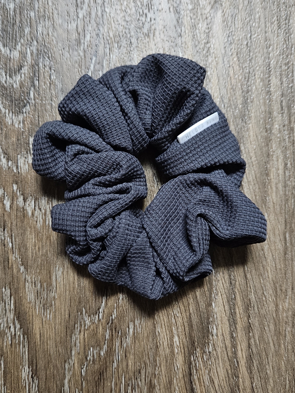 Chelsea King Waffle Knit Dark Gray Hair Scrunchie
